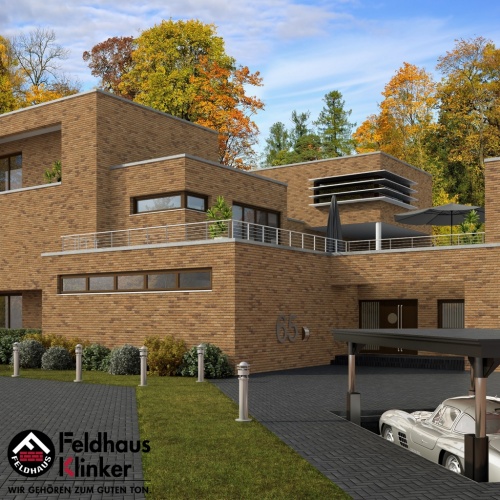 Кирпич клинкерный пустотелый Feldhaus Klinker K665 sintra sabioso binaro рельефный, 215*102*65 мм